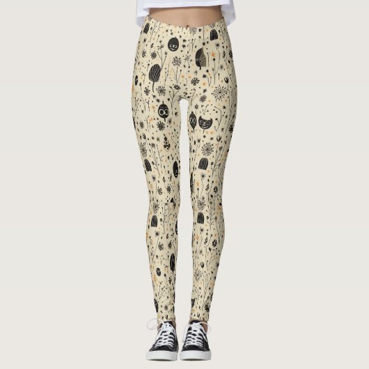 Leggings Motif sans couture Halloween Boho (Devant)