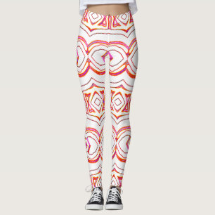 Leggings Motif sans couture rouge blanc "Ratti_Creative_Art