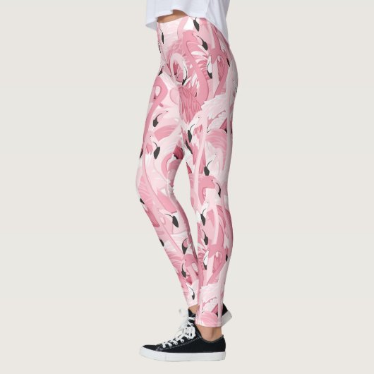 Leggings motif sans soudure avec flamants roses exotiques o (Gauche)