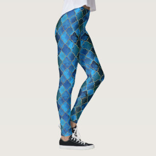 Leggings Motif Sapphire Gemstone & Gold Marocain Carrelage
