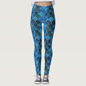 Leggings Motif Sapphire Gemstone & Gold Marocain Carrelage (Devant)