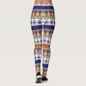 Leggings Motif scandinave rayé brun bleu (Dos)