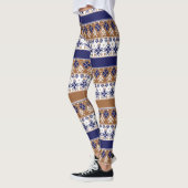 Leggings Motif scandinave rayé brun bleu (Gauche)