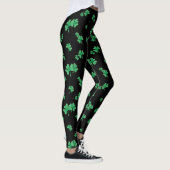 Leggings Motif Shamrock irlandais mignon en noir (Droite)