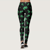 Leggings Motif Shamrock irlandais mignon en noir (Dos)