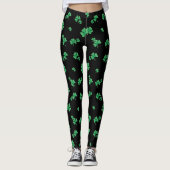 Leggings Motif Shamrock irlandais mignon en noir (Devant)