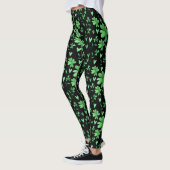 Leggings Motif Shamrock irlandais | Vert et noir (Gauche)