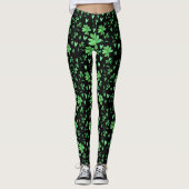 Leggings Motif Shamrock irlandais | Vert et noir (Devant)