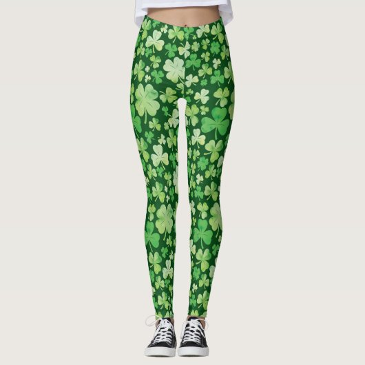 Leggings Motif Shamrock Jour de la Saint Patrick vert (Devant)
