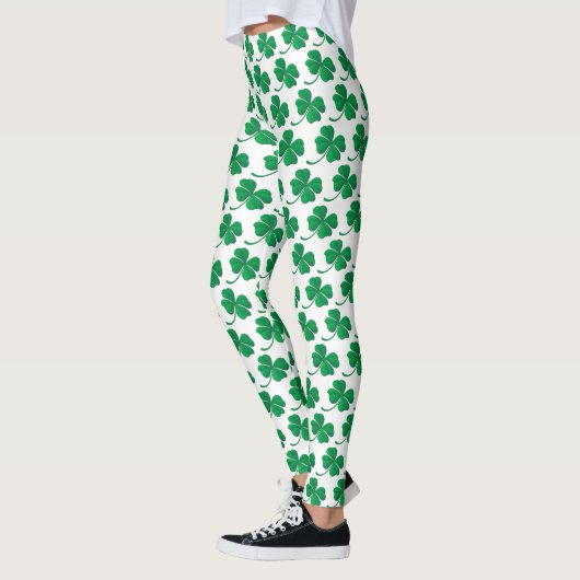 Leggings Motif Shamrock vert Saint-Patricks (Gauche)