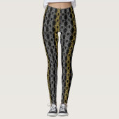 Leggings Motif Silver Gold sur Noir (Devant)