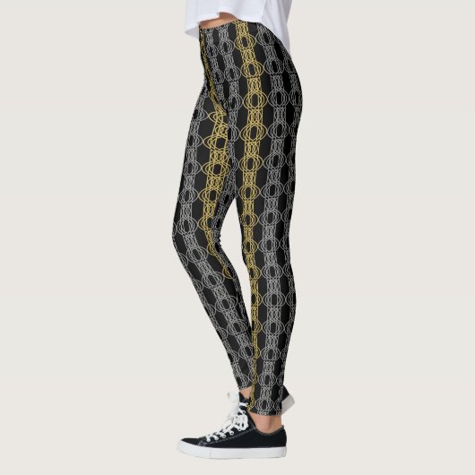 Leggings Motif Silver Gold sur Noir (Gauche)