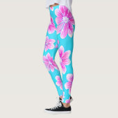 Leggings Motif simple bleu et rose (Gauche)