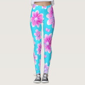 Leggings Motif simple bleu et rose (Devant)