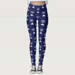 Leggings Motif simple de Menorah Hanoukka Navy Blue<br><div class="desc">Simple Menorah motif Leggings bleu marine,  avec lettrage typographique personnalisable. Idéal pour célébrer une Hanoukka heureuse.</div>