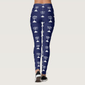 Leggings Motif simple de Menorah Hanoukka Navy Blue (Dos)