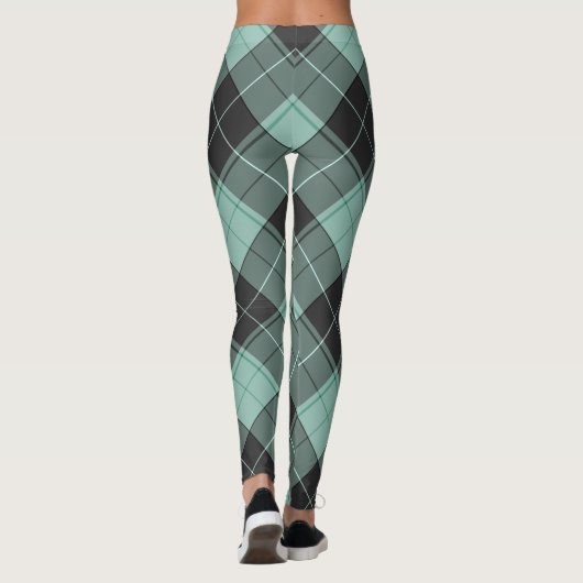 Leggings Motif simple tartan en turquoise (Dos)