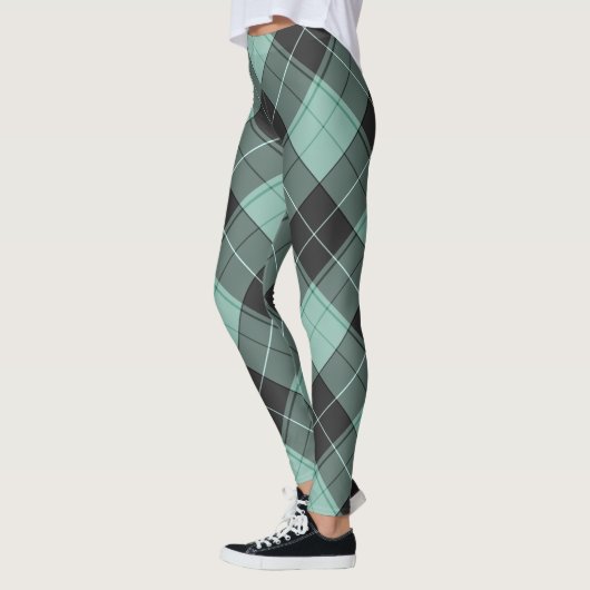Leggings Motif simple tartan en turquoise (Gauche)