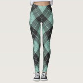 Leggings Motif simple tartan en turquoise (Devant)