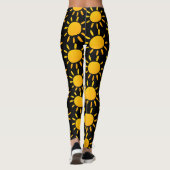 Leggings Motif Soleil D'Été Géométrique Noir Et Jaune (Dos)