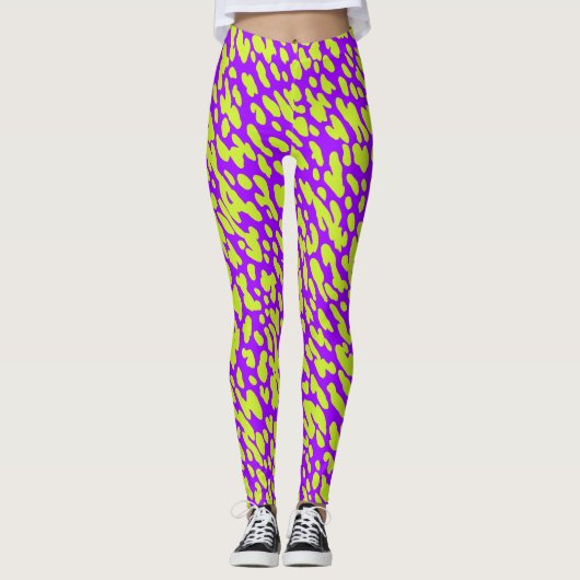 Leggings Motif Spot Poster de animal Moderne Violet Vert (Devant)
