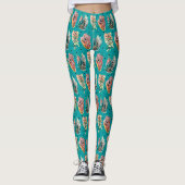 Leggings Motif Succulent de Cactus Graphique Abstrait (Devant)