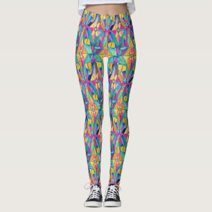 Leggings Motif symétrique géométrique multicolore vibrant