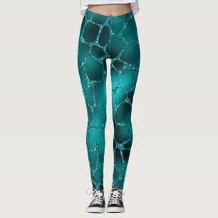Leggings Motif Taches de Girafe Ombré Sarcelle Pailleté Gla