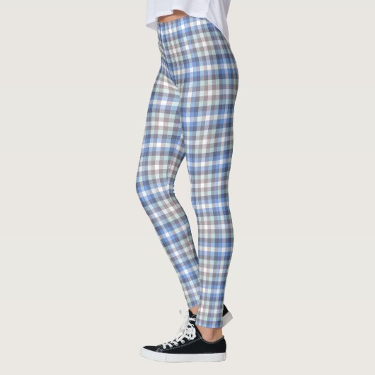 Leggings Motif Tartan bleu et taupe (Gauche)