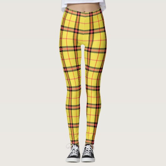 Leggings Motif Tartan jaune (Devant)