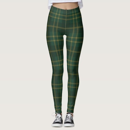 Leggings Motif Tartan Jaune Vert (Devant)