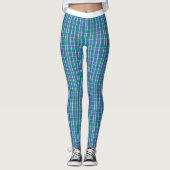 Leggings Motif tatan bleu et vert pour l'exercice (Devant)