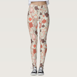 Leggings Motif temps thé vintage