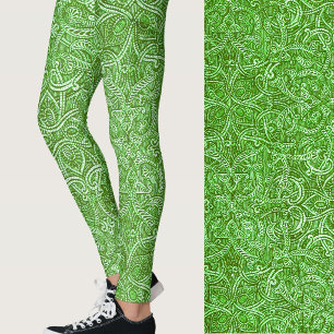 Leggings Motif tendance élégant moderne vert et blanc