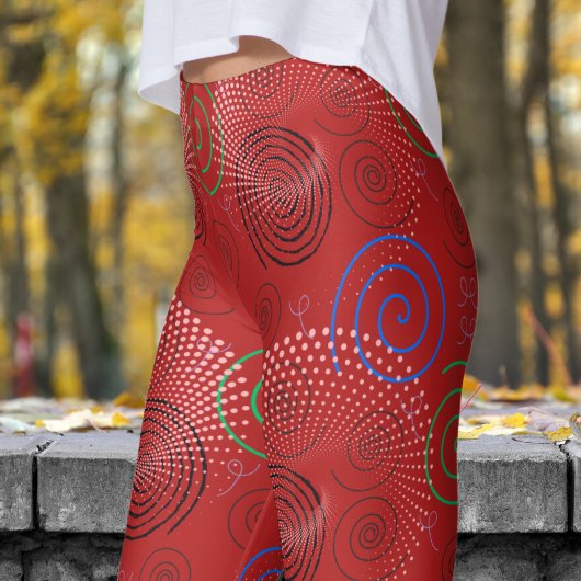 Leggings Motif tendance Red Hypnotic Swirls