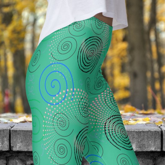 Leggings Motif tendance vertes hypnotiques