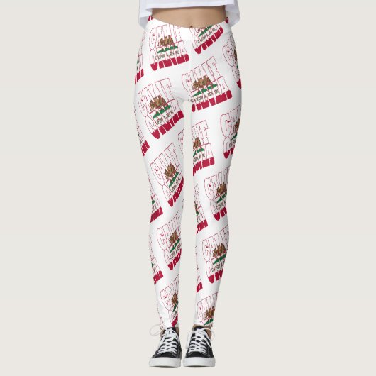 Leggings Motif texte du drapeau de l'état de Californie (Devant)