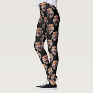 Leggings Motif Tiger - Noir