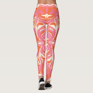 Leggings Motif torride en rose, orange et crème