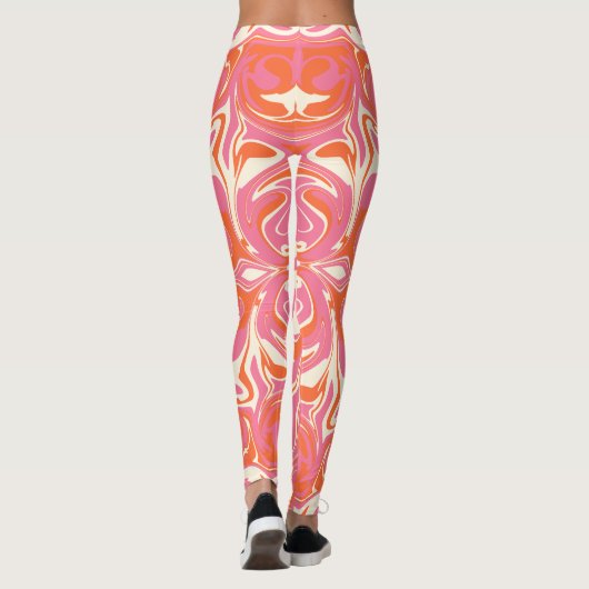 Leggings Motif torride en rose, orange et crème (Dos)