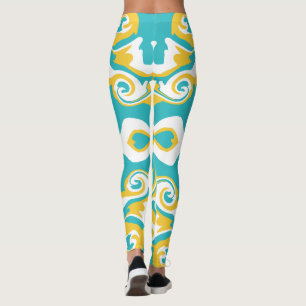 Leggings Motif torride en Turquoise et Jaune