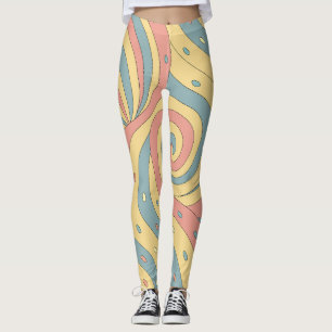 Leggings Motif Tourbillon de Bonbons Pastels avec Paillette