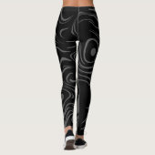 Leggings Motif Tourbillonnant Abstrait noir et gris (Dos)