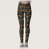 Leggings Motif Tournesol En Noir (Devant)