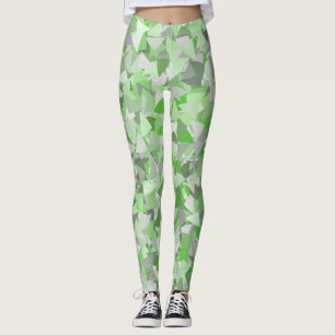 Leggings Motif Triangle Gris Vert