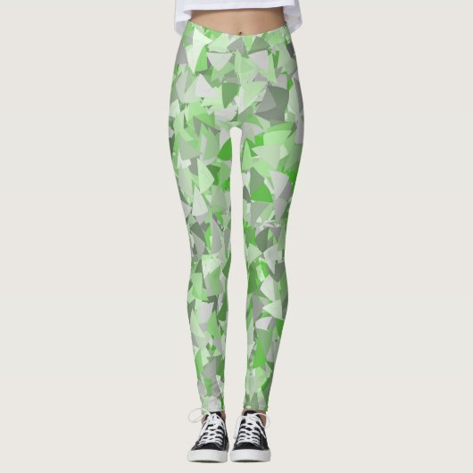Leggings Motif Triangle Gris Vert (Devant)
