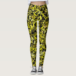 Leggings Motif Triangle Noir Jaune
