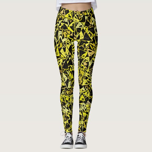 Leggings Motif Triangle Noir Jaune (Devant)