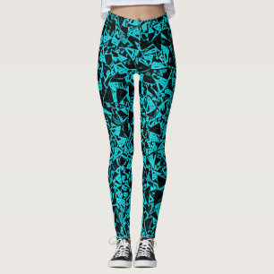 Leggings Motif Triangle Noir Sarcelle
