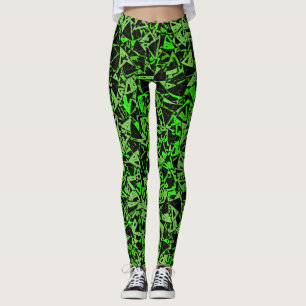 Leggings Motif Triangle Noir Vert